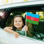 Girl Holding Azerbaijan  Flag